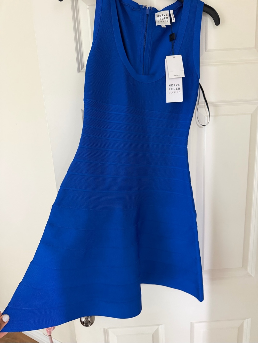 Herve Leger Cobalt Blue Sleeveless Bandage Mini Dress